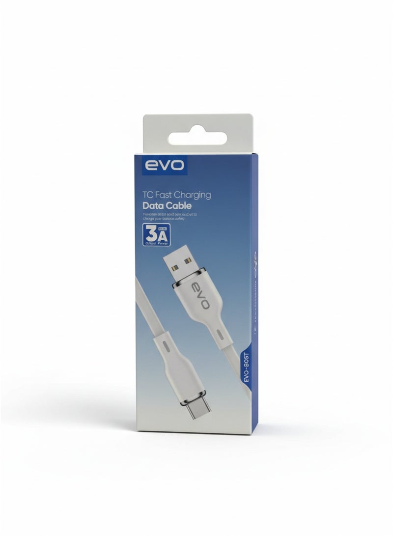 إيفو كابل B05T عالي السرعة للشحن ونقل البيانات من USB إلى Type-C، خرج طاقة أقصى 3 أمبير، شحن سريع ونقل بيانات فائق السرعة، موصلات متينة معززة، تصميم أبيض أنيق بلمسات معدنية، حماية ذكية للجهاز - Image 3